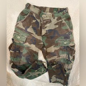 Army camo pants. Purchased from Army Surplus. Size 28 waist (adjustable)